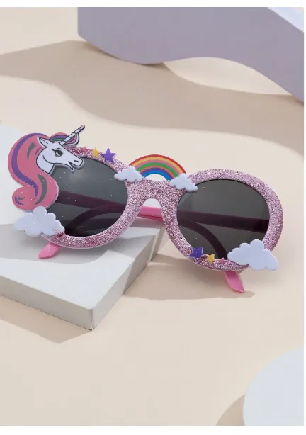 1 Pair Unicorn & Rainbow Oval Decorative Fashion Glasses For Teens