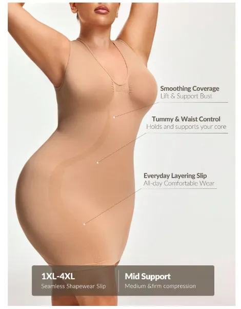 Plus Size Skin Color Sleeveless Seamless Bodycon Dress Carousel 3