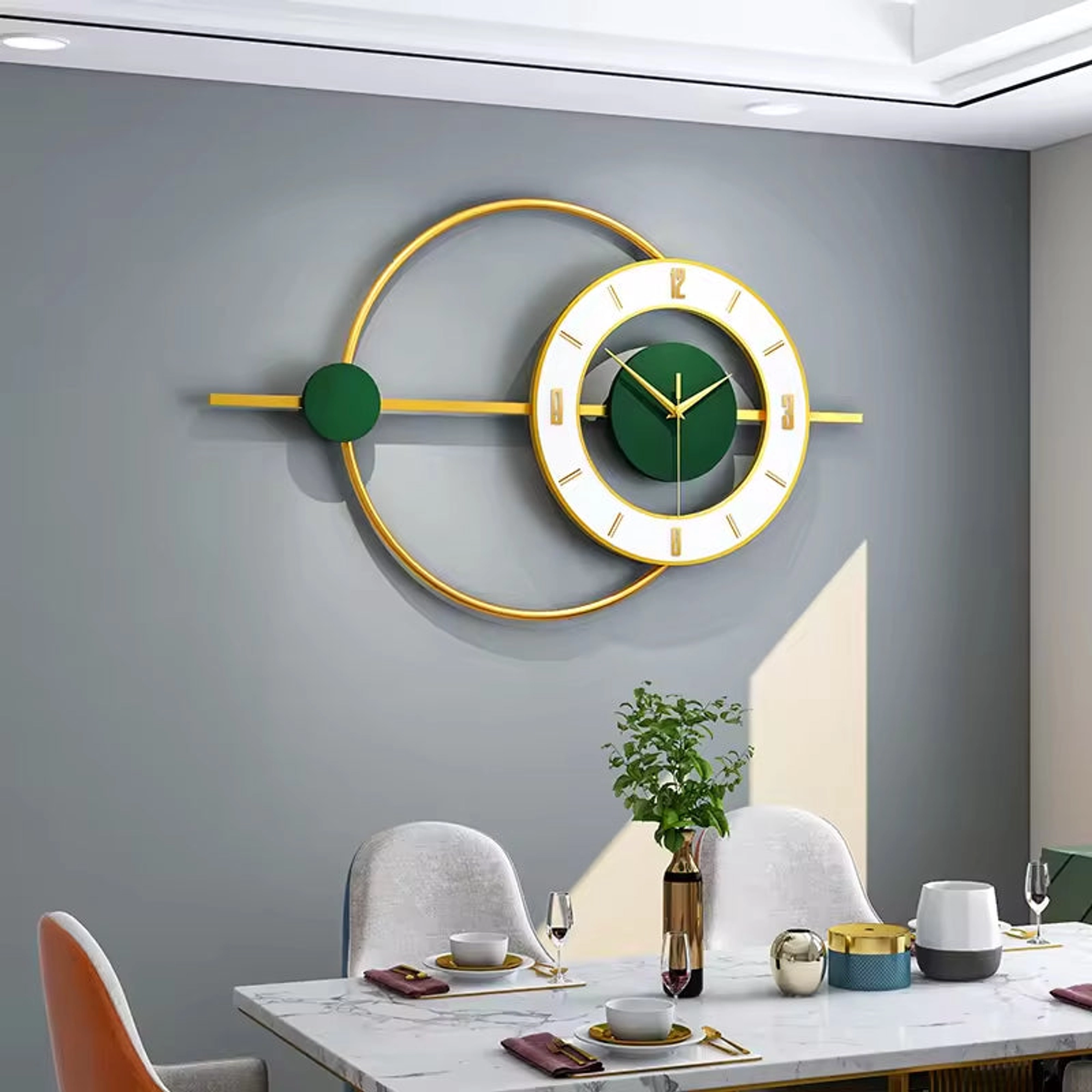 Modern Minimalist White and Gold Wall Clock Carousel 4
