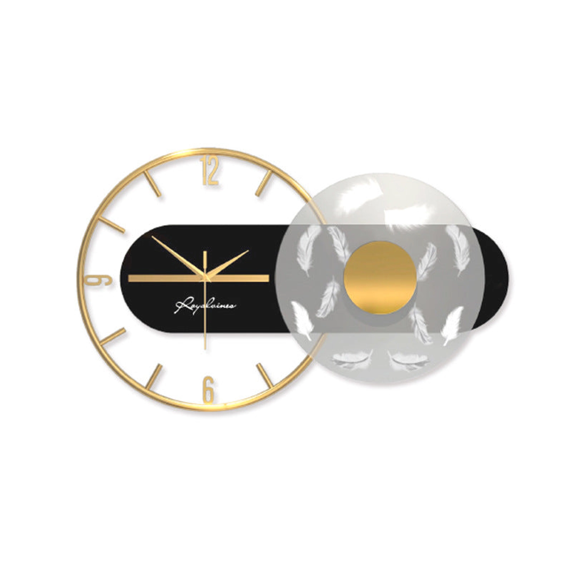 Elegant Gold Feather Accent Wall Clock Carousel 2