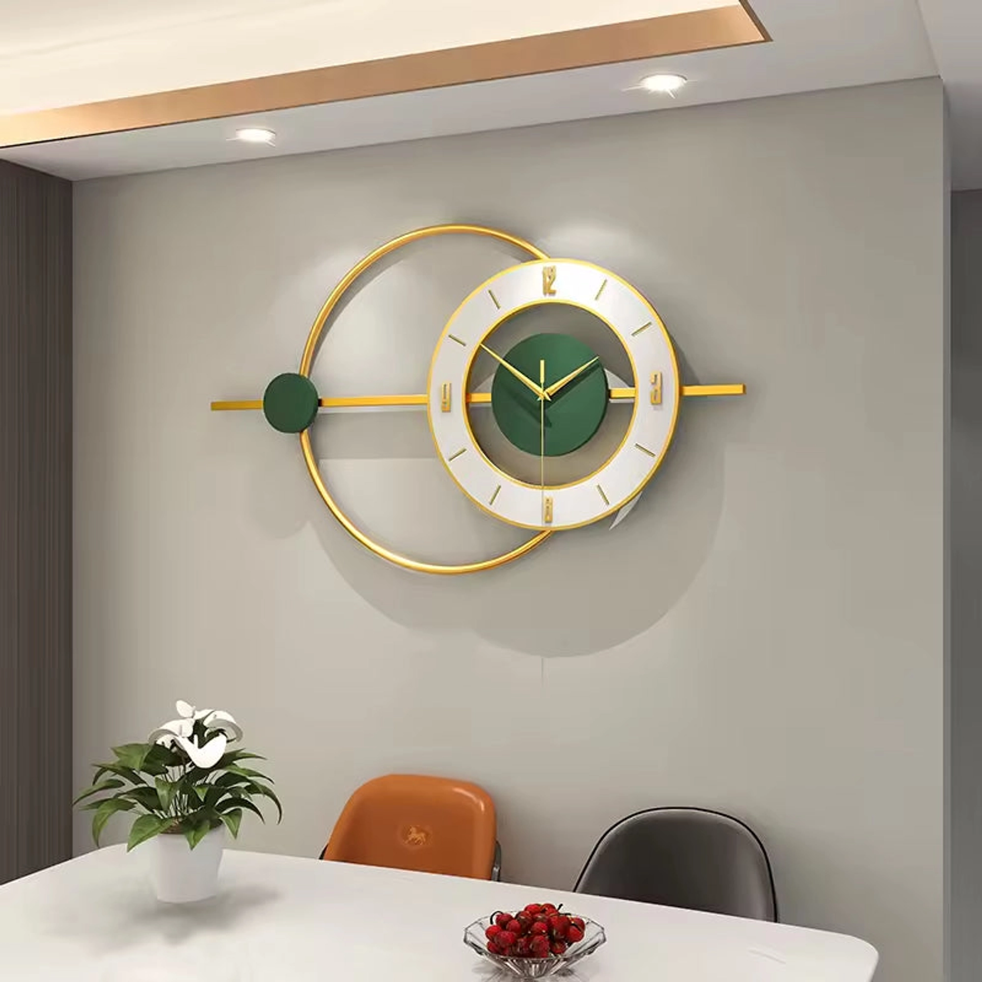 Modern Minimalist White and Gold Wall Clock