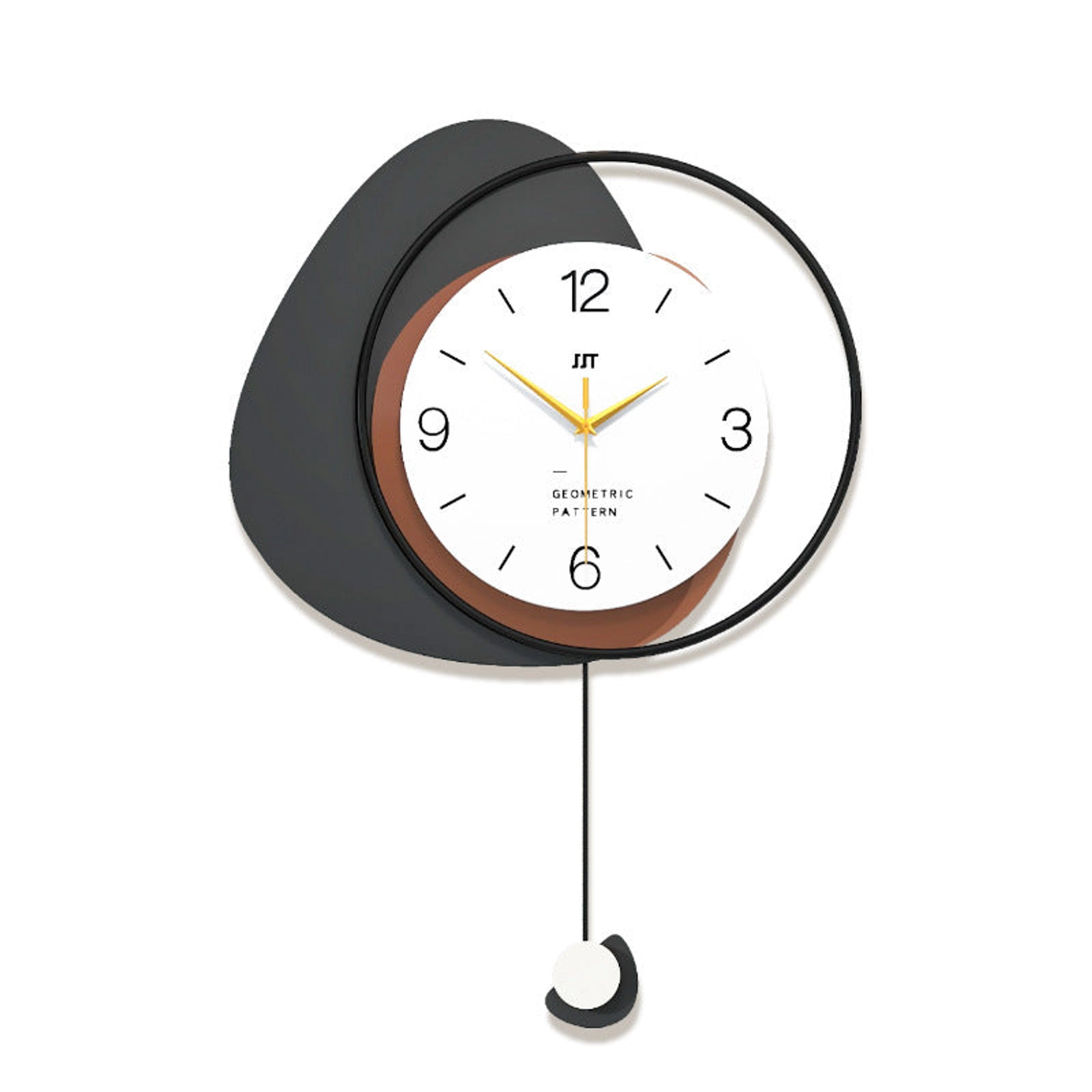 Modern Minimalist Wall Clock with Layered Pebble Design and Subtle Pendulum Accent