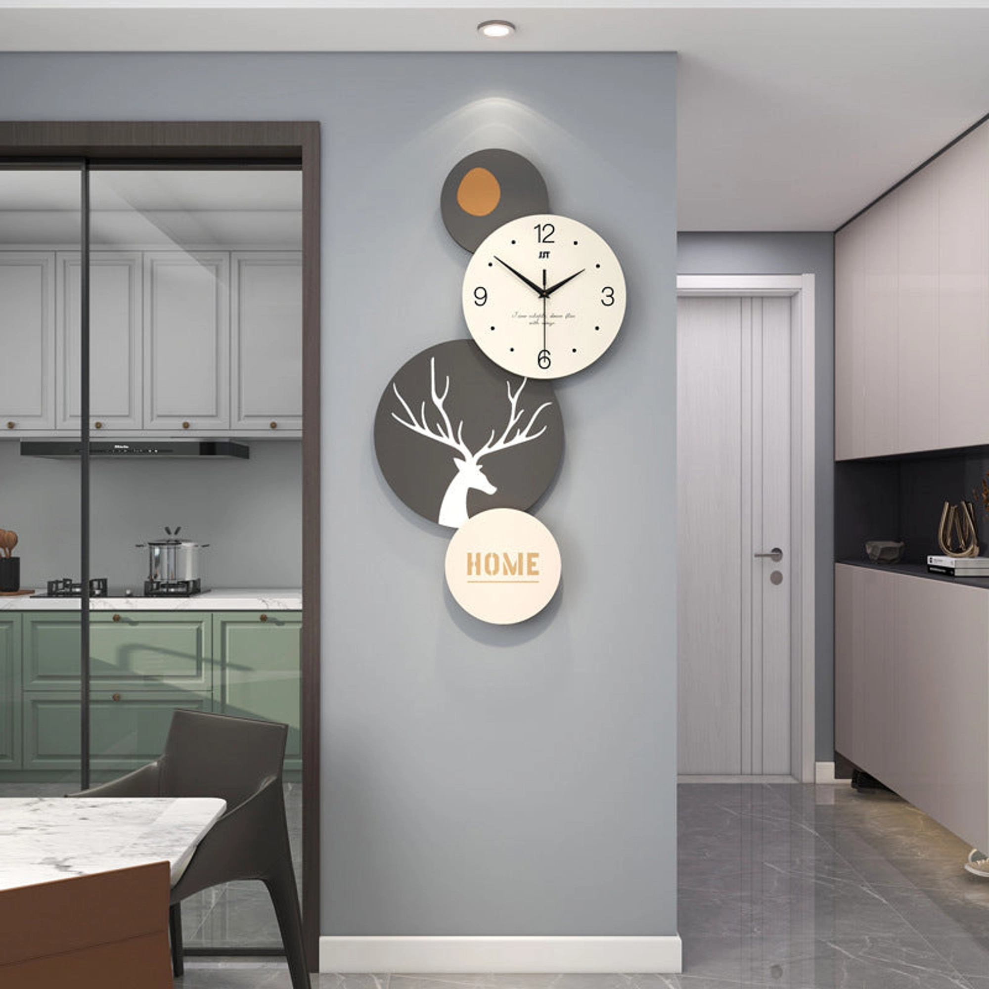 Modern Wall Clock with Deer Silhouette & "HOME" Accent Carousel 5