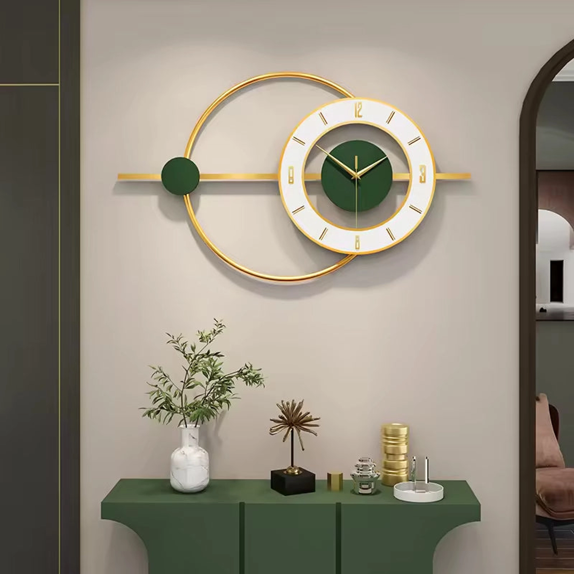Modern Minimalist White and Gold Wall Clock Carousel 6