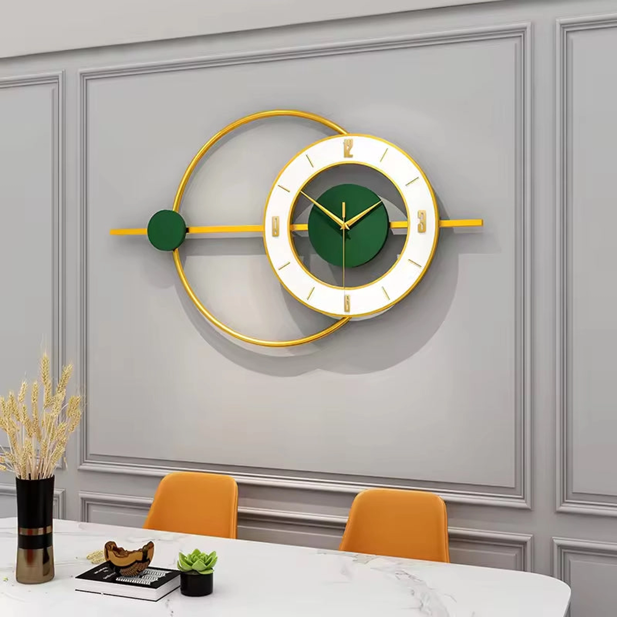 Modern Minimalist White and Gold Wall Clock Carousel 3