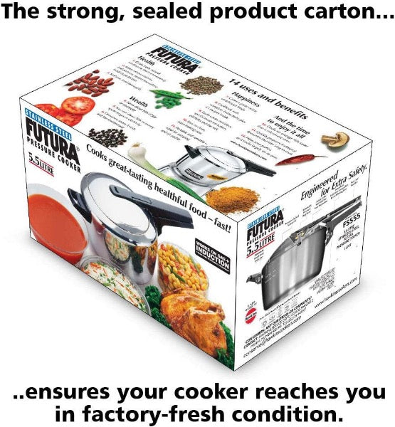 Hawkins Futura Stainless Steel Induction Pressure Cooker 5.5L Carousel 3