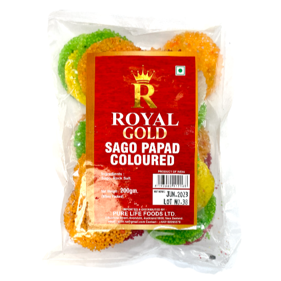 Royal Gold Sago Papad Mixed Colour 200g