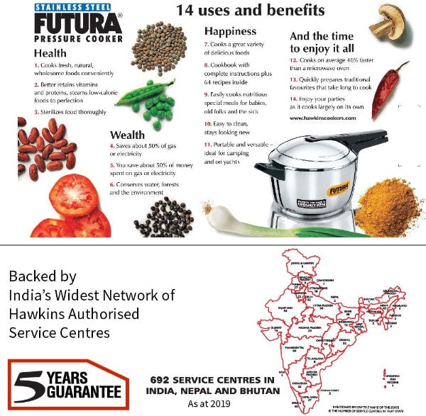 Hawkins Futura Stainless Steel Induction Pressure Cooker 5.5L Carousel 4
