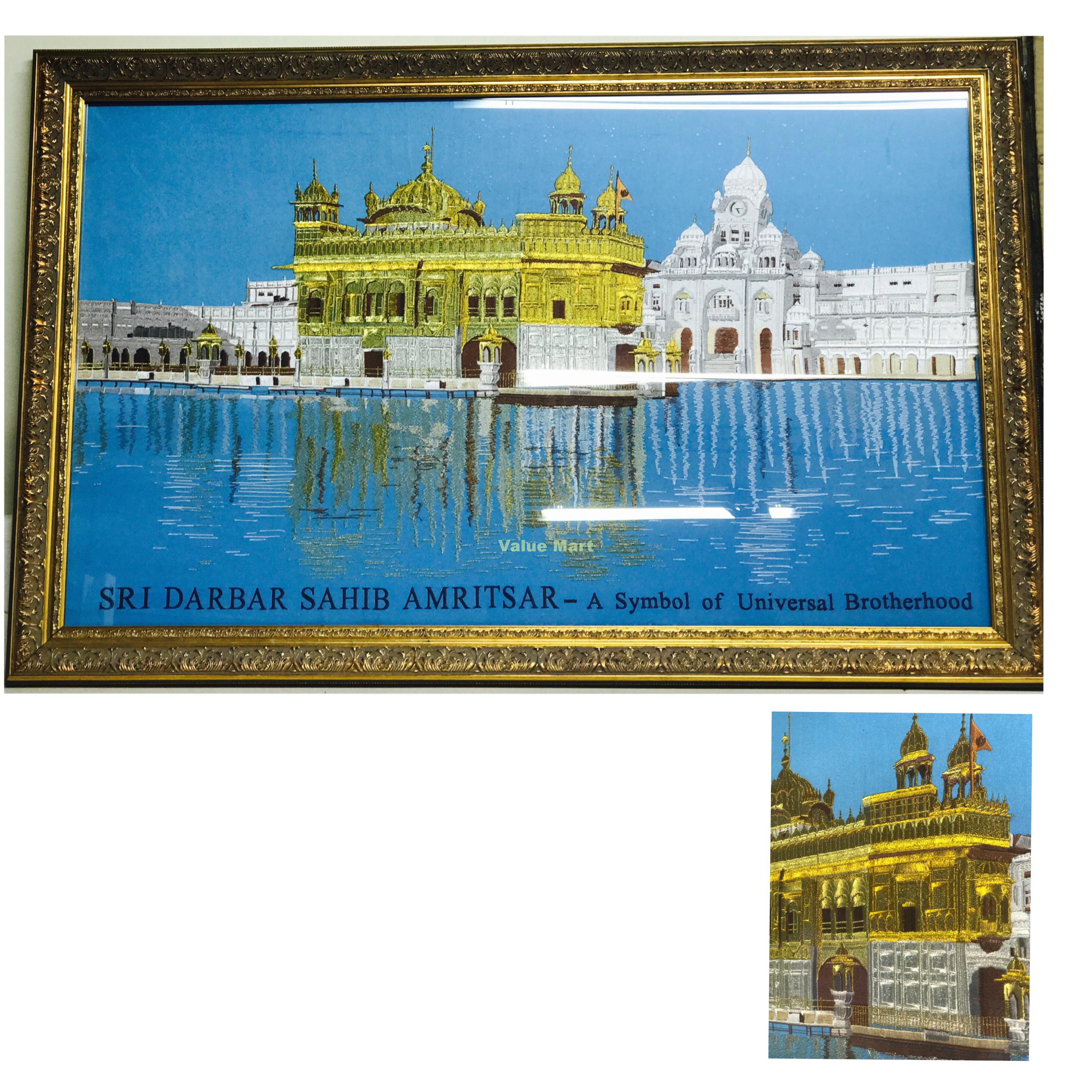 GOLDEN TEMPLE Hand Embroidered Framed