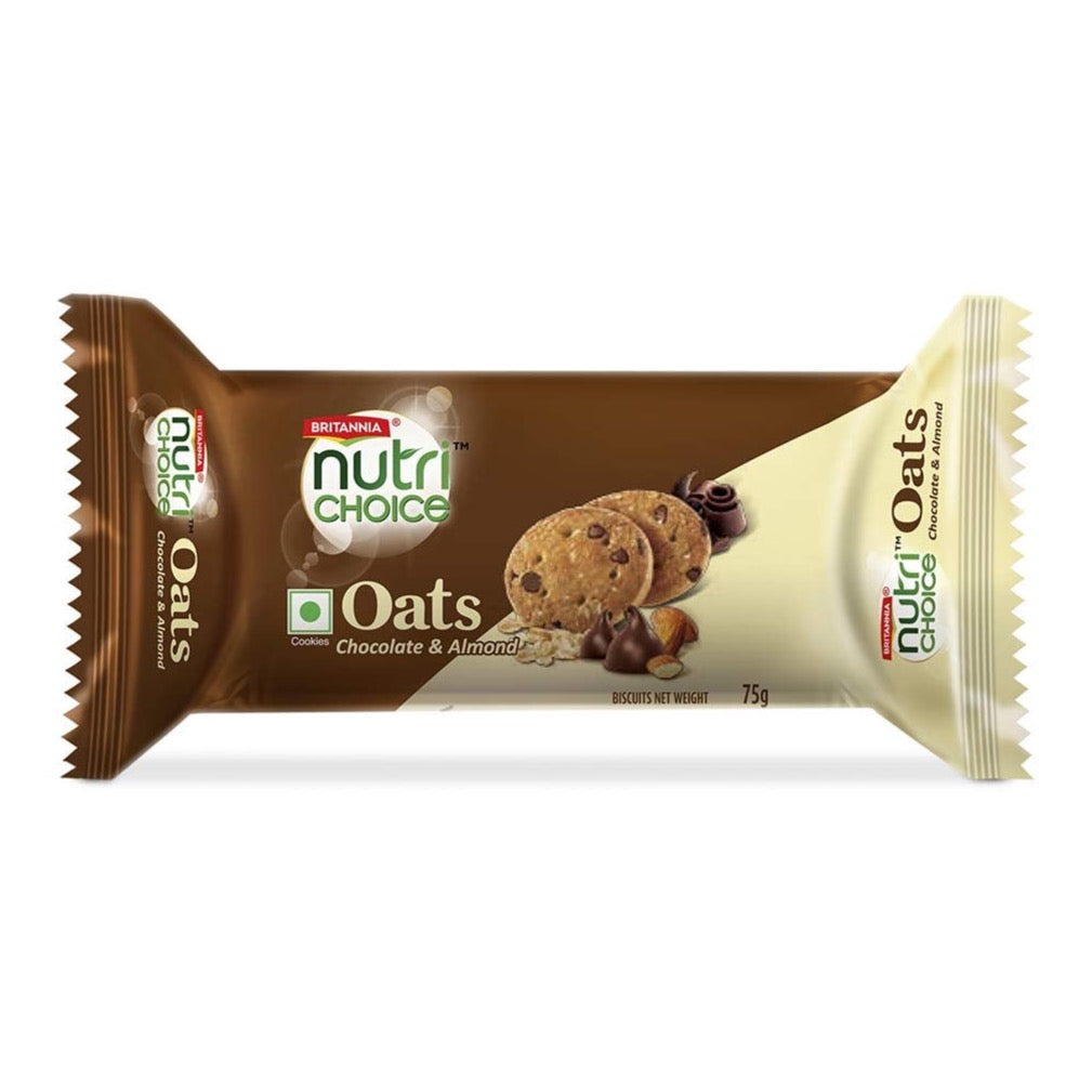 Britannia Nutri Choice Oats Cookies Chocolate Almond 75g
