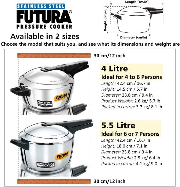 Hawkins Futura Stainless Steel Induction Pressure Cooker 5.5L Carousel 2