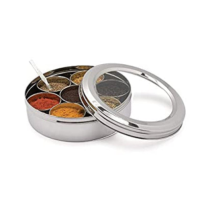 Masala Organiser Stainless Steel with See Through Lid