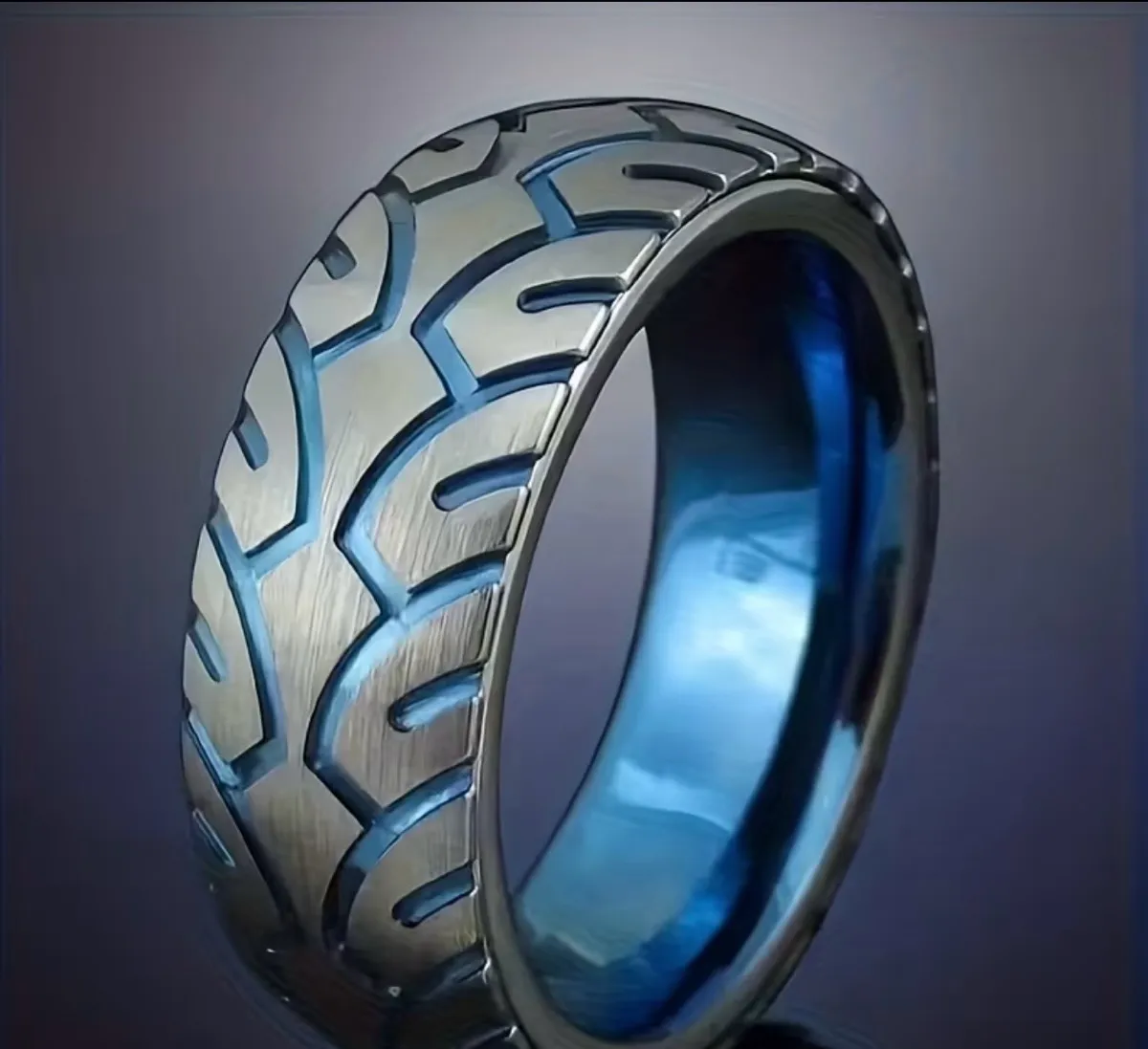 Men’s tyre design stainless steel ring size 11