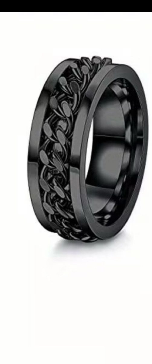 Black chain stainless steel ring size 12