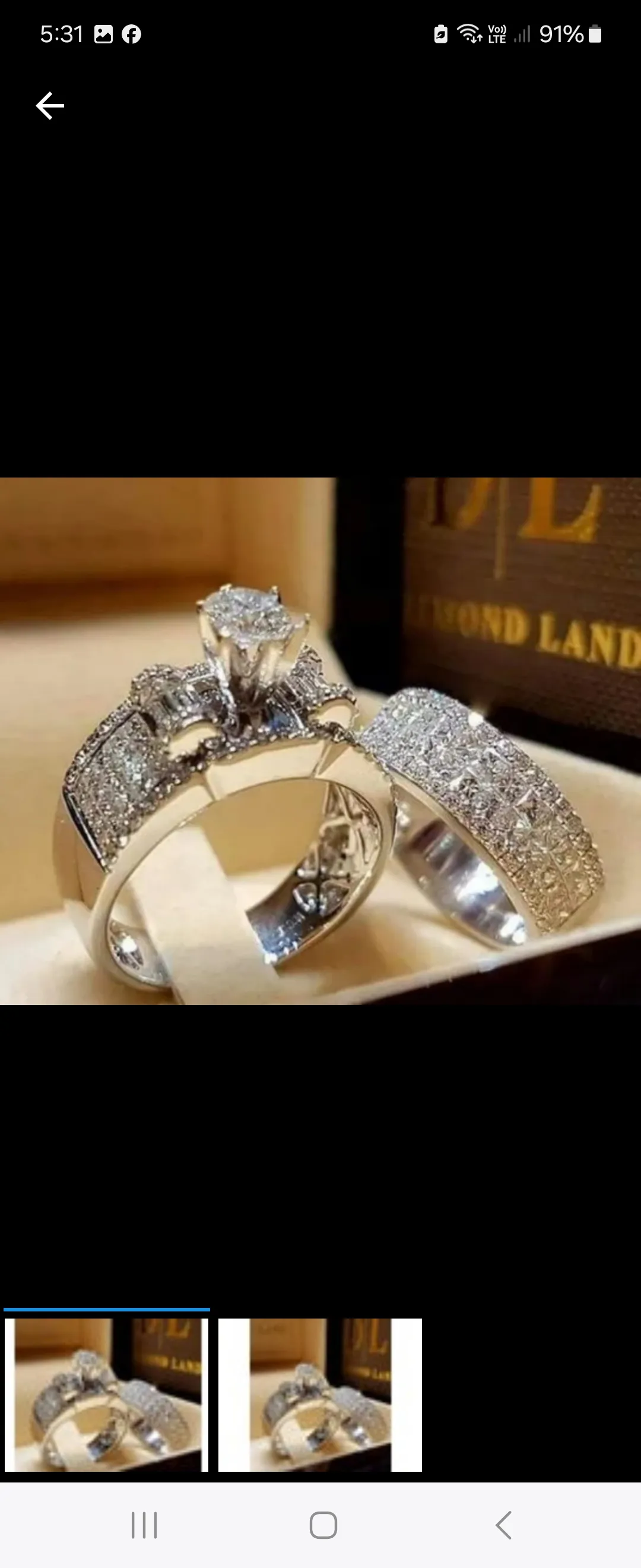 Lovely 2pce cz crystal ring size 5