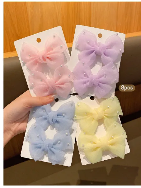 8pcs Assorted Color Sweet Style Hair Clips, Suitable For Everyday Use Carousel 2