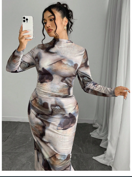 Plus Size Long Sleeve Simple Fashion Summer Dress Carousel 1