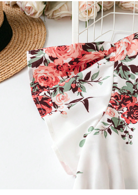 Plus Size Boho Floral Print Surplice Neck Dress Carousel 4