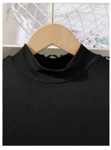 2pcs/Set Tween Girls' Casual Elegant Comfortable Simple High Collar Long Sleeve Knit Sweater Carousel 5