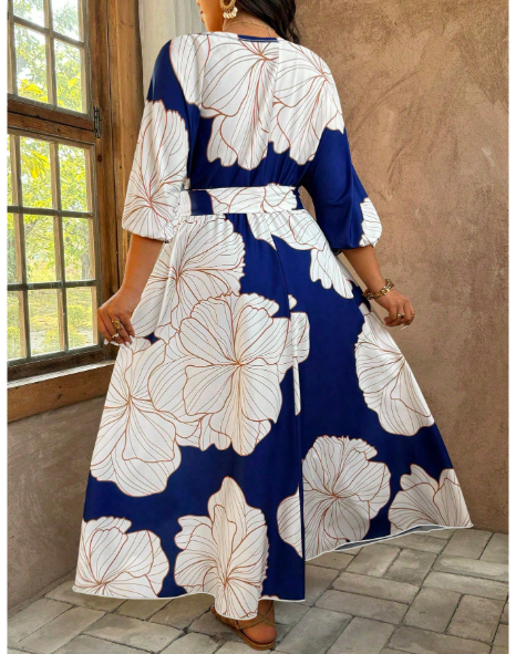 Sleeveless Digital Print Plus Size Dress Carousel 1