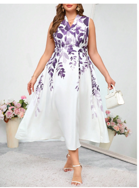 Floral Print Sleeveless Plus Size Dress Carousel 4