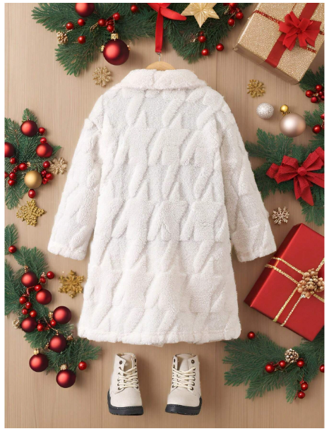 Young Girl Solid Color Knitted Fluffy Lapel Loose Casual Jacket Carousel 1