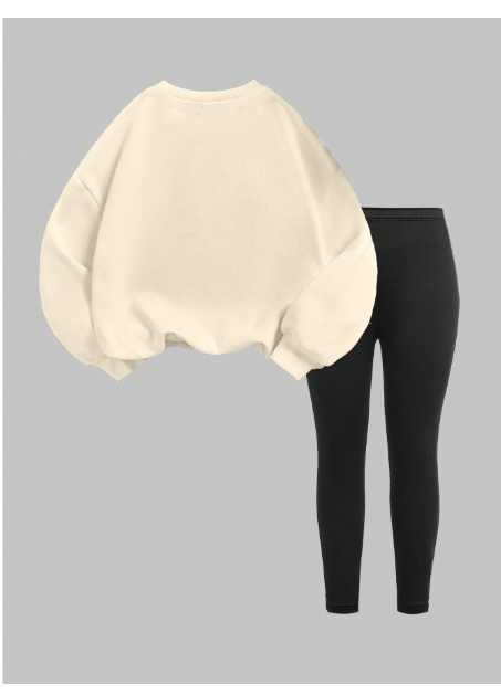 Baby Girl 2pcs Set Thick Crew Neck Sweatshirt And Leggings Carousel 1