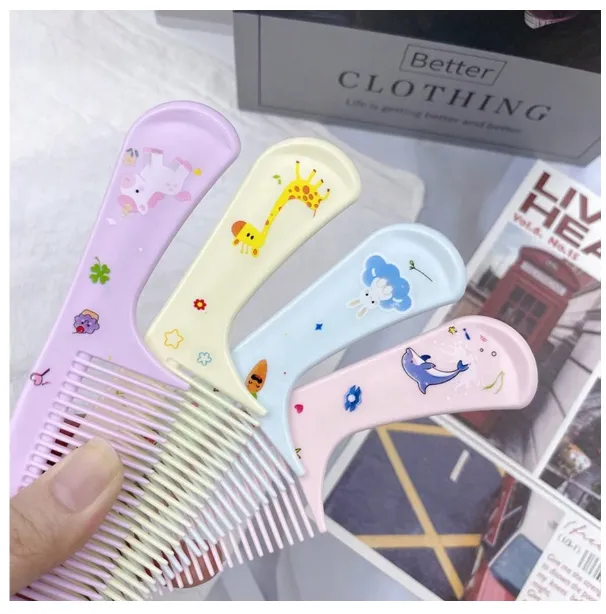 2pcs Portable Mini Comb, Cartoon Macaron Color Pattern Small Comb Carousel 4