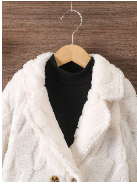 Young Girl Solid Color Knitted Fluffy Lapel Loose Casual Jacket Carousel 2