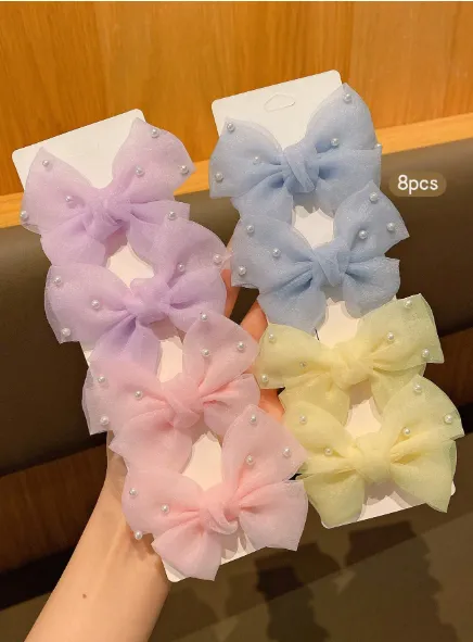 8pcs Assorted Color Sweet Style Hair Clips, Suitable For Everyday Use Carousel 7