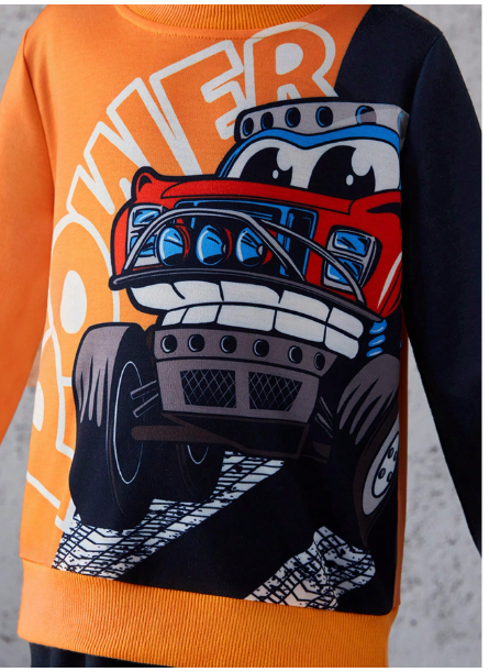 Young Boy Car & Letter Graphic Pullover & Sweatpants Carousel 5