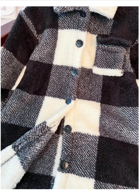 Young Girl Fall/Winter Clothes Young Girl Double-Faced Black & White Checkered Long Sleeve Carousel 1