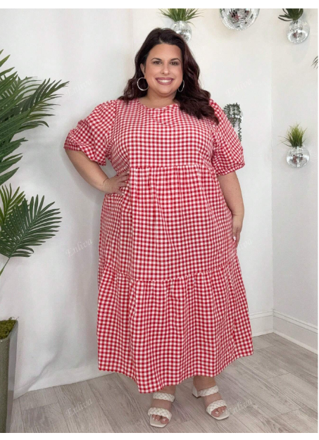 Plus Size Plaid Print Casual Dress Carousel 3