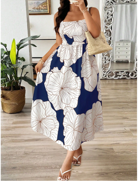 Sleeveless Digital Print Plus Size Dress