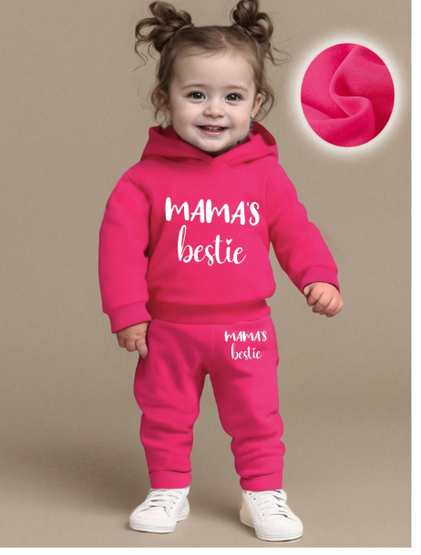 Baby Girl Fleece Hooded Sweatshirt And Pants Set