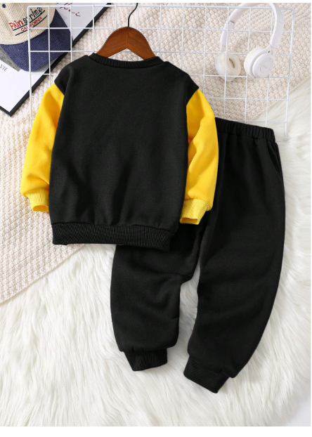 pcs/Set Young Boys Casual Lovely Daily Comfortable Versatile Color-Blocking Crew Neck Long Carousel 2