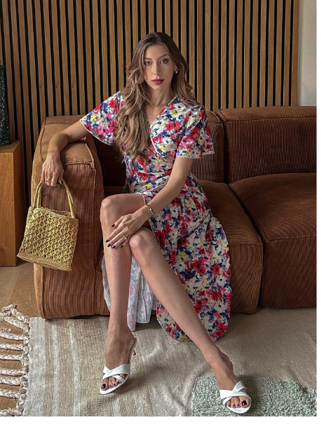 Floral Allover Print Tie-Up Wrap Dress Carousel 3
