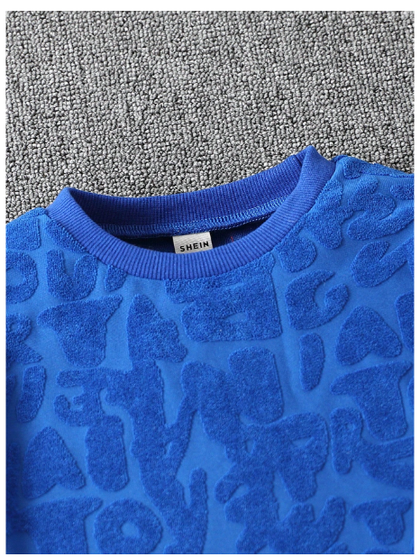 Young Boy Textured Sweatshirt & Sweatpants & Hat Carousel 2