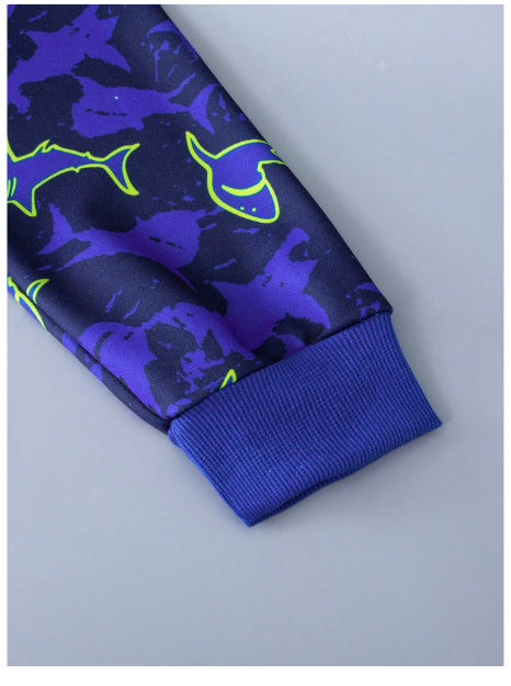 Young Boy Shark Print Sweatshirt & Sweatpants Carousel 4
