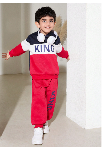 2pcs/Set Boys Casual Colorblock Letter Print Hoodie And Sweatpants Set For Autumn Carousel 4