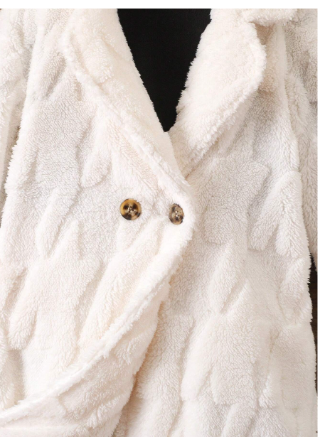 Young Girl Solid Color Knitted Fluffy Lapel Loose Casual Jacket Carousel 3