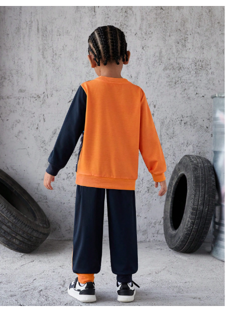 Young Boy Car & Letter Graphic Pullover & Sweatpants Carousel 1