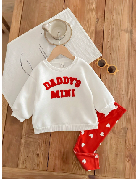 Baby Girl Cute Versatile Letter Pattern Long Sleeve Sweatshirt With Elastic Waist Carousel 6