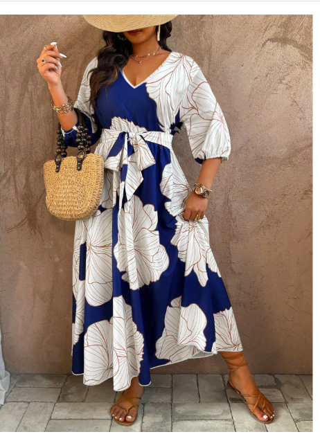 Sleeveless Digital Print Plus Size Dress Carousel 3