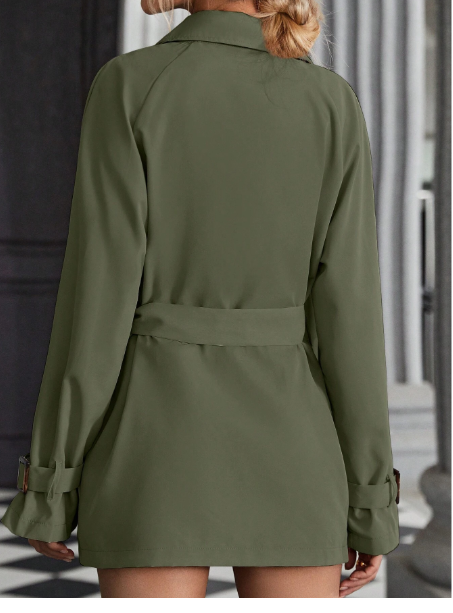 Raglan Sleeve Double Breasted Belted Trench Coat Carousel 1