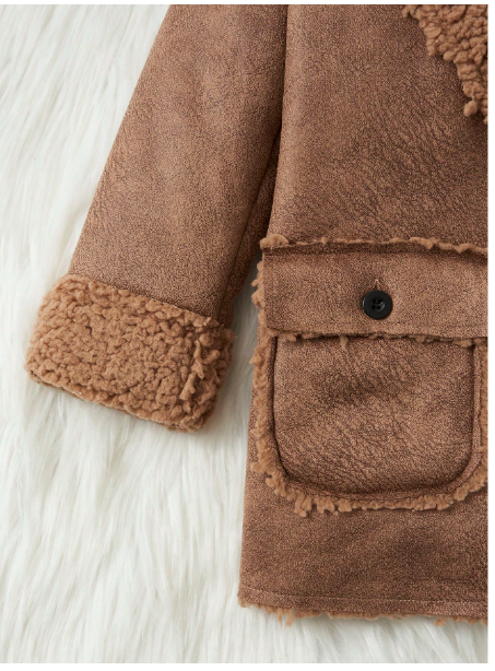 Young Boy Flap Pocket Teddy Lined Overcoat Carousel 3