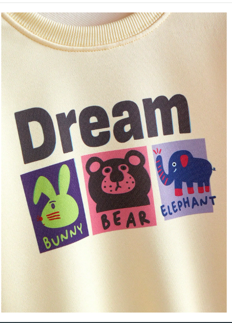 2pcs/Set Girls' (Small) Round Neck Long Sleeve Letter Print Simple Top And Pants Set Carousel 2