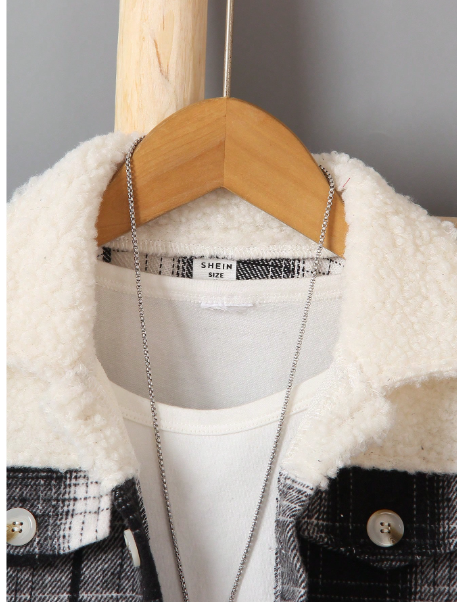 Young Boys' Daily Casual Classic Plaid & Plush Long Sleeve Shirt Warm & Comfortable Coat Carousel 4