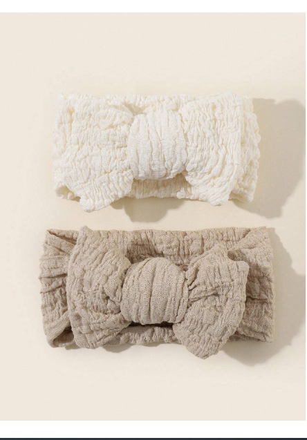 2pcs/Set Infant Newborn 0-6 Months Extra Large Bow Headbands Elastic Hair Band