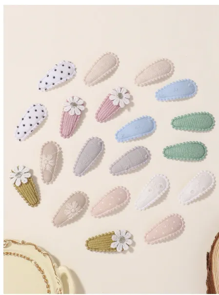 50/20/10 Pieces Baby Girl Cute Toddler Press Button Hair Clips With Flower Pattern Carousel 4